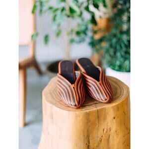Leather Striped Mules Size 39